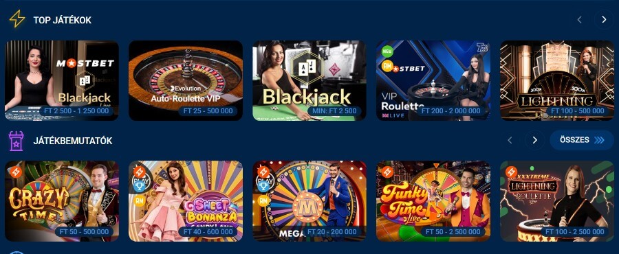 MostBet értékelés élő kaszinó játékok