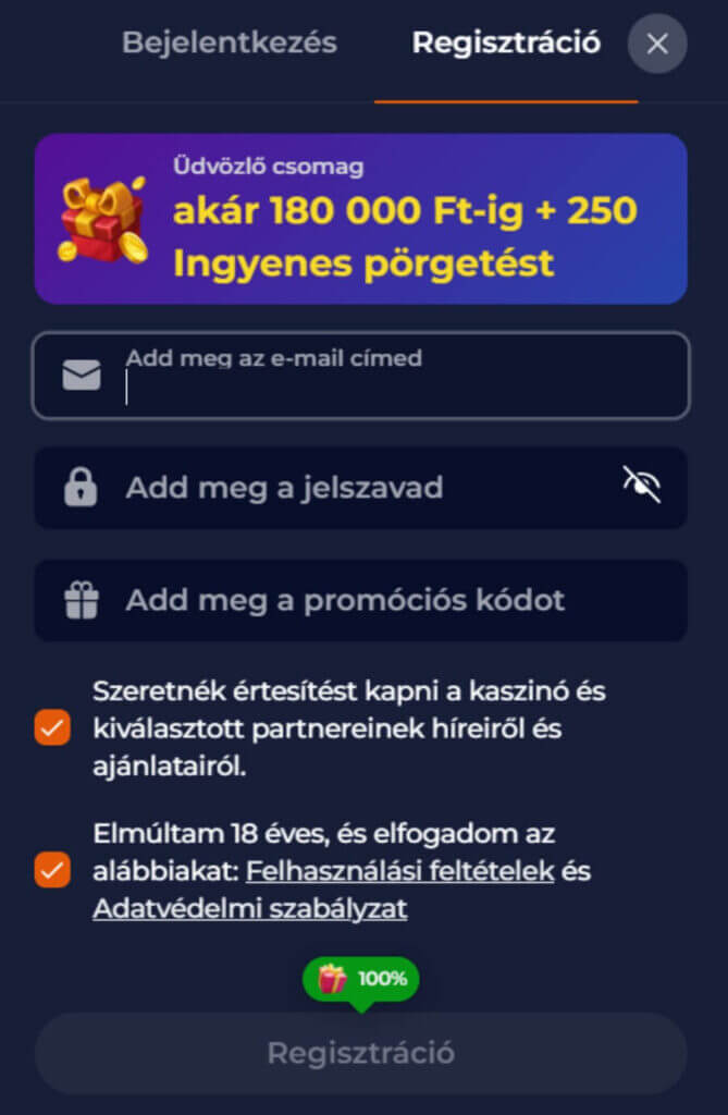 Regisztráció menete